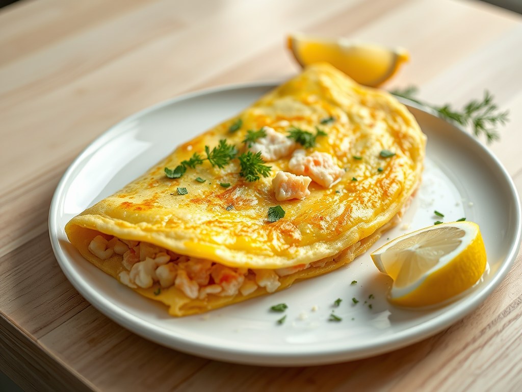 Krab Omelet met Pit, AI-gegenereerde illustratie