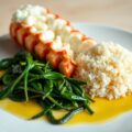 Kreeft met basmatirijst en wilde spinazie
