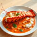 Kreeft met pomodori-saus en basilicum