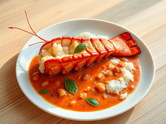 Kreeft met pomodori-saus en basilicum