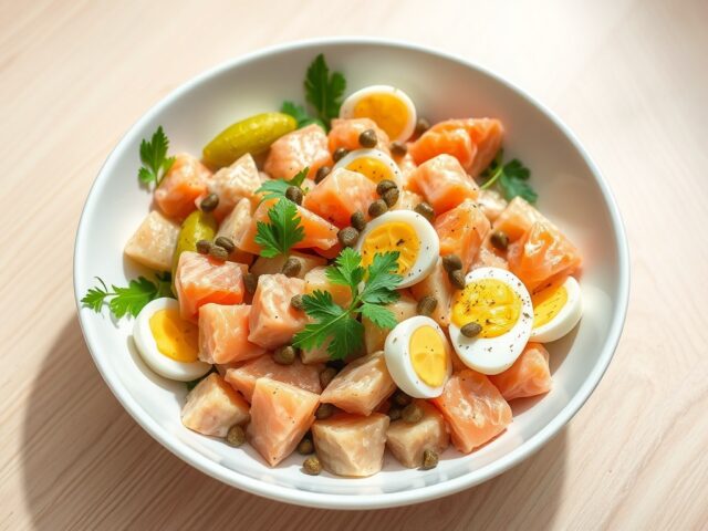 Krieltjessalade met zalm en rucola (maaltijdsalade)