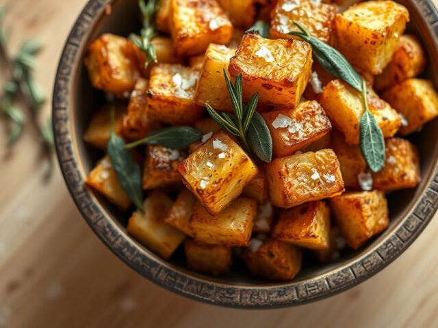 Krokant gebakken aardappeltjes