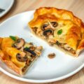 Krokante champignontaart met gerookte kip