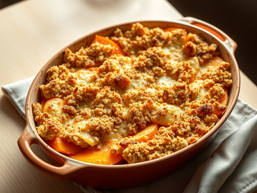 Krokante gratin van pompoen, AI-gegenereerde illustratie