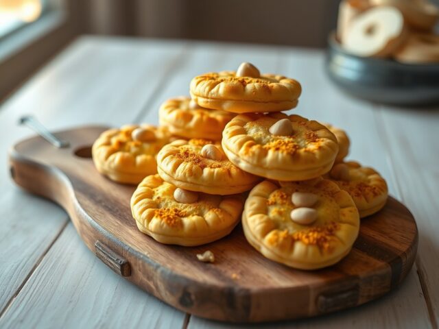 Krokante kerrie kaaskoekjes