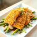 Krokante tongfiletsliertjes met asperges