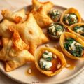Kruidige filo-pakjes, gevulde champignons en gevulde pastaschelpen