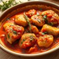 Kruidige, ietsje pittige Italiaanse kipstoofschotel