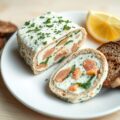 Kwarkterrine met zalm en roggebrood. (zie opm )