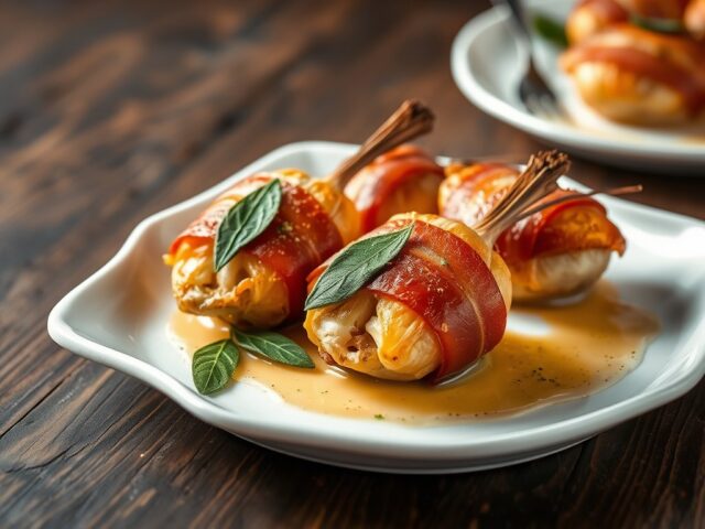 Kwartels met Salie en Parmaham (à la Saltimbocca)