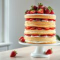 Laagjestaart met aardbeien,mascarpone en room