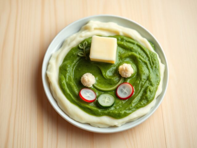 Lach met spinaziepuree!
