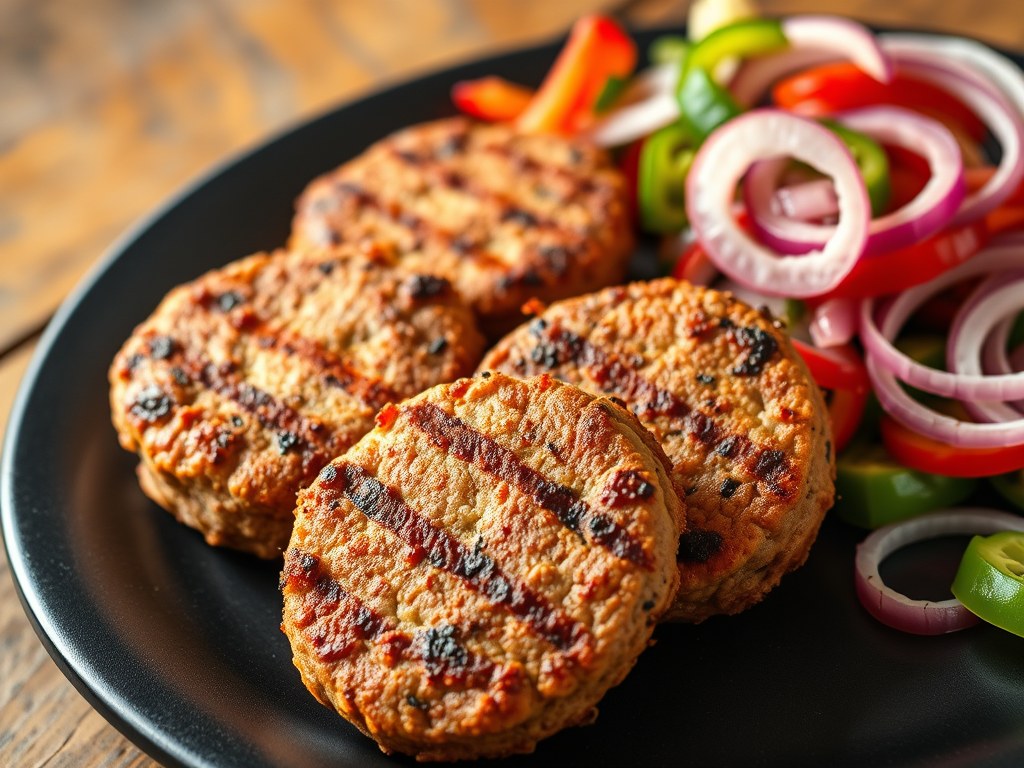 Lams Kebab voor Tandelozen + Paprika-Uien-Sla, AI-gegenereerde illustratie