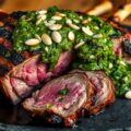 Lamsbout van de Grill met Amandel – Munt – Pesto