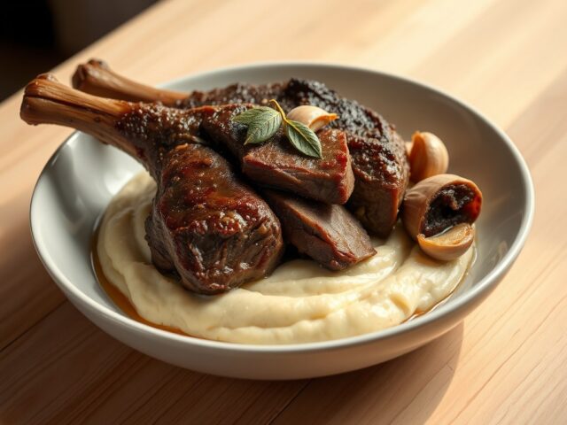 Lamsschouder met pastinaakpuree