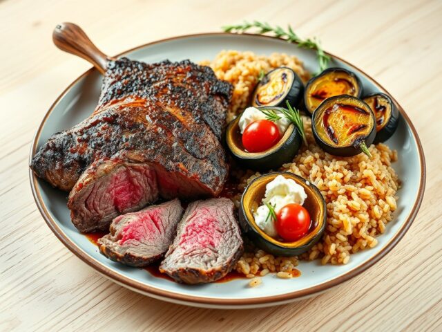 Lamsteak met rozemarijn en sandwichcourgette