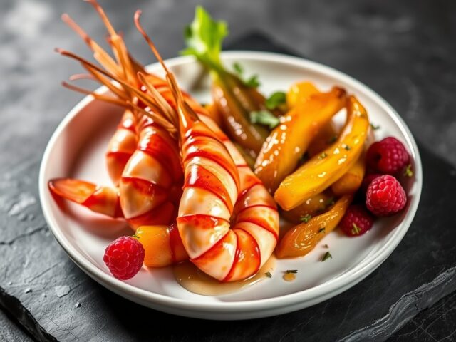 Langoustines met gekonfijt witlof