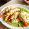 Langoustinestaartjes in groene saus