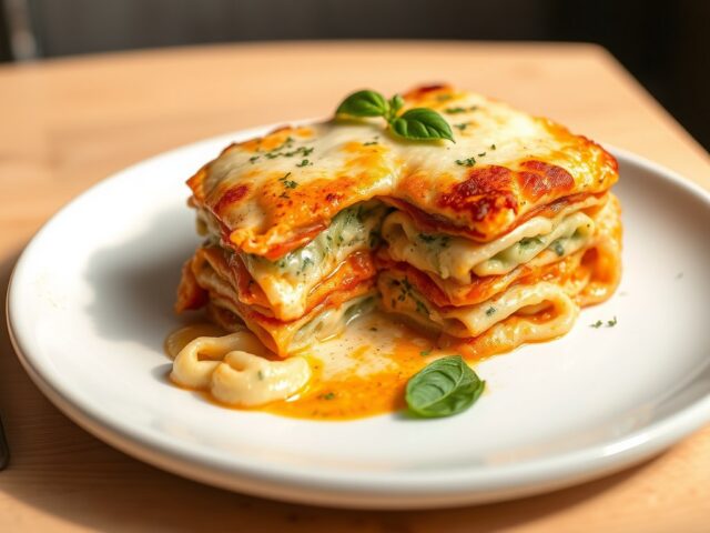 Lasagna met courgettesaus