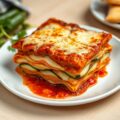 Lasagna van kaas en courgette.