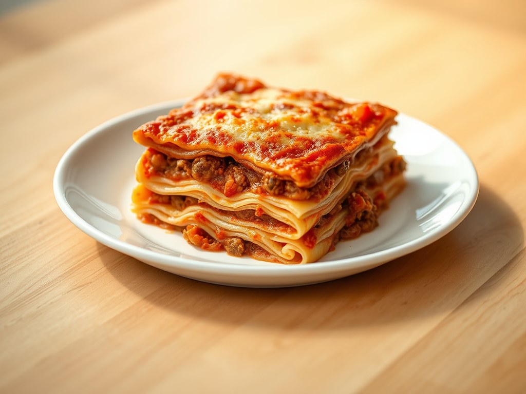 Lasagne Classico (klassieke lasagna), AI-gegenereerde illustratie