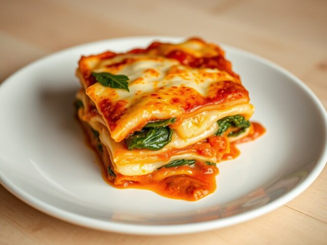 Lasagne met spinazie en bananen