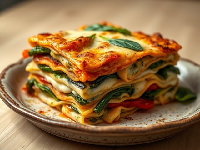 Lasagne van groenten en kaas