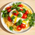 Lasagnette met mozzarella, tomaat en rucola