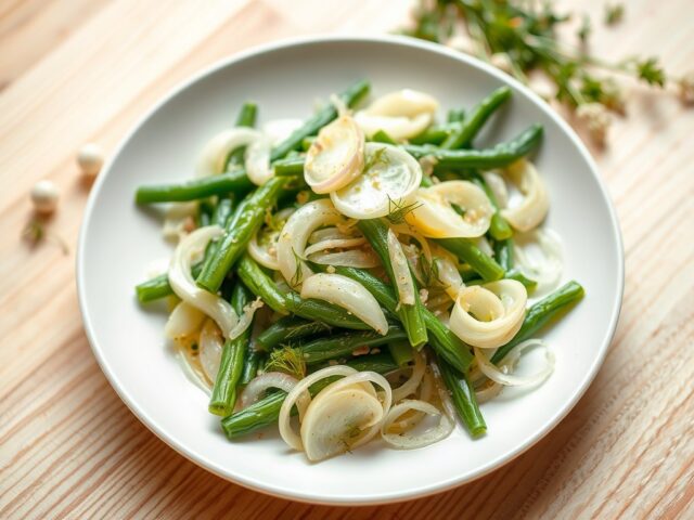 Lauwwarme salade van venkel en sperziebonen