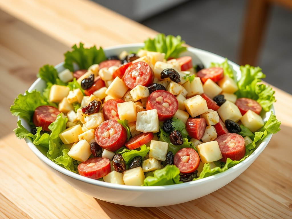 Lekkerbeksalade met Knacki, AI-gegenereerde illustratie