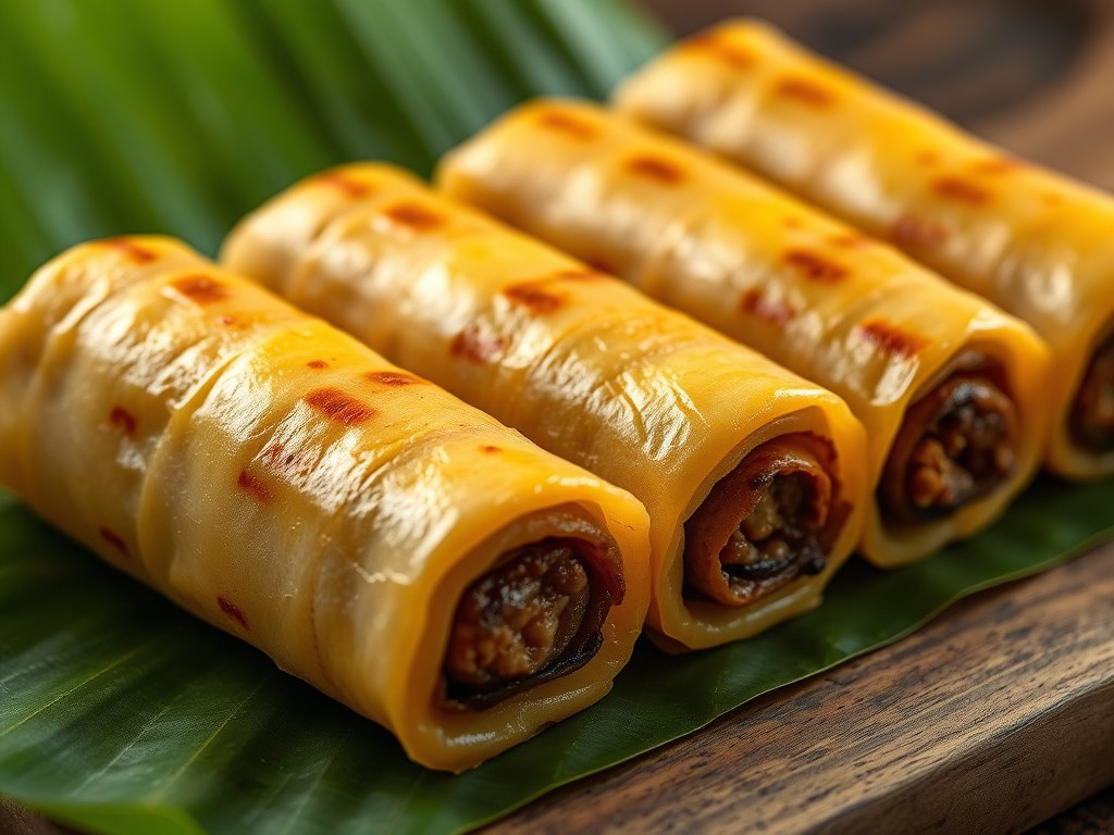 Lemper met gehaktvulling, AI-gegenereerde illustratie