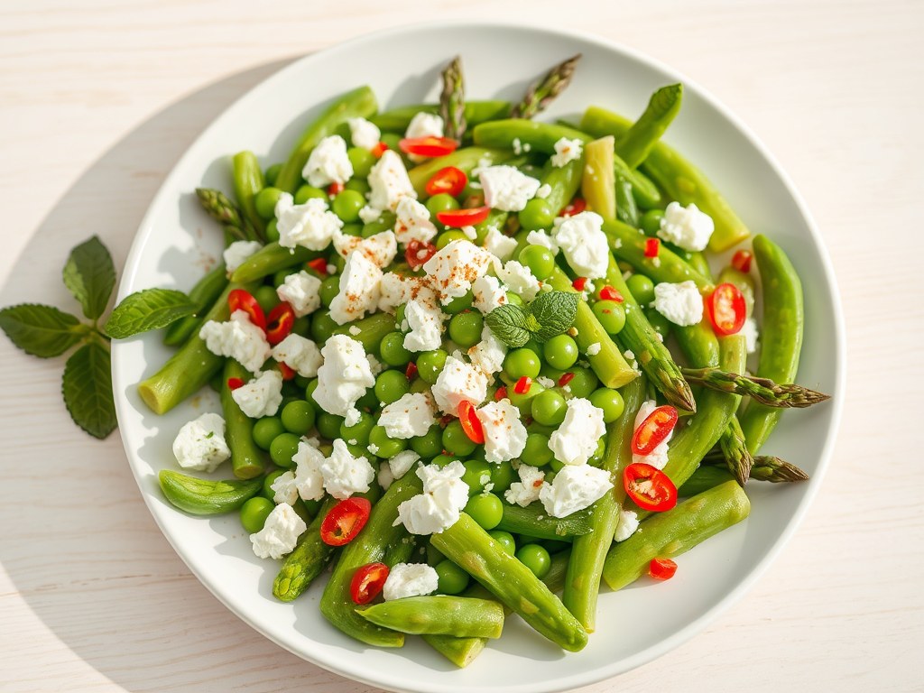 Lente Maaltijdsalade met Feta, AI-gegenereerde illustratie