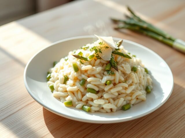 Lenterisotto met groene asperges