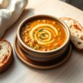 Linzen- uiensoep met Italiaans brood