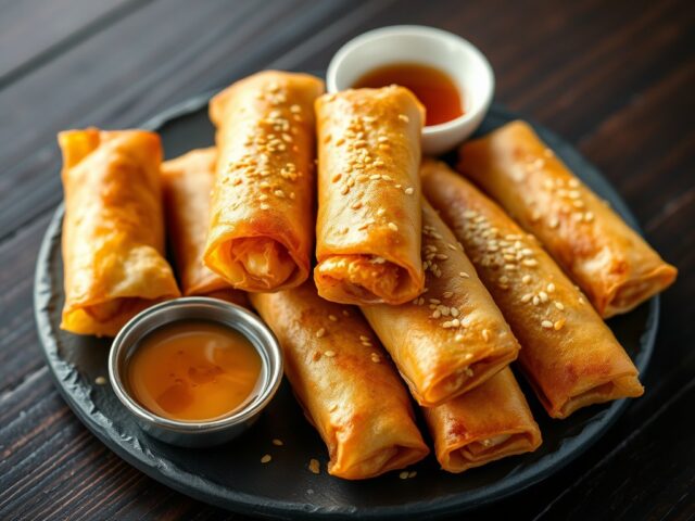 Loempia met honinggamba’s