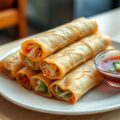 Loempia met zuurzoete saus