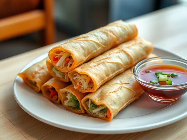 Loempia met zuurzoete saus