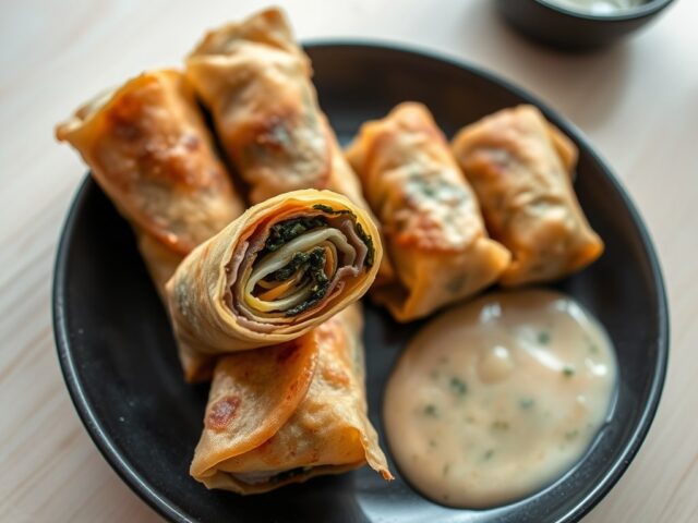 Loempia van lamszwezerik en wakame met lichte