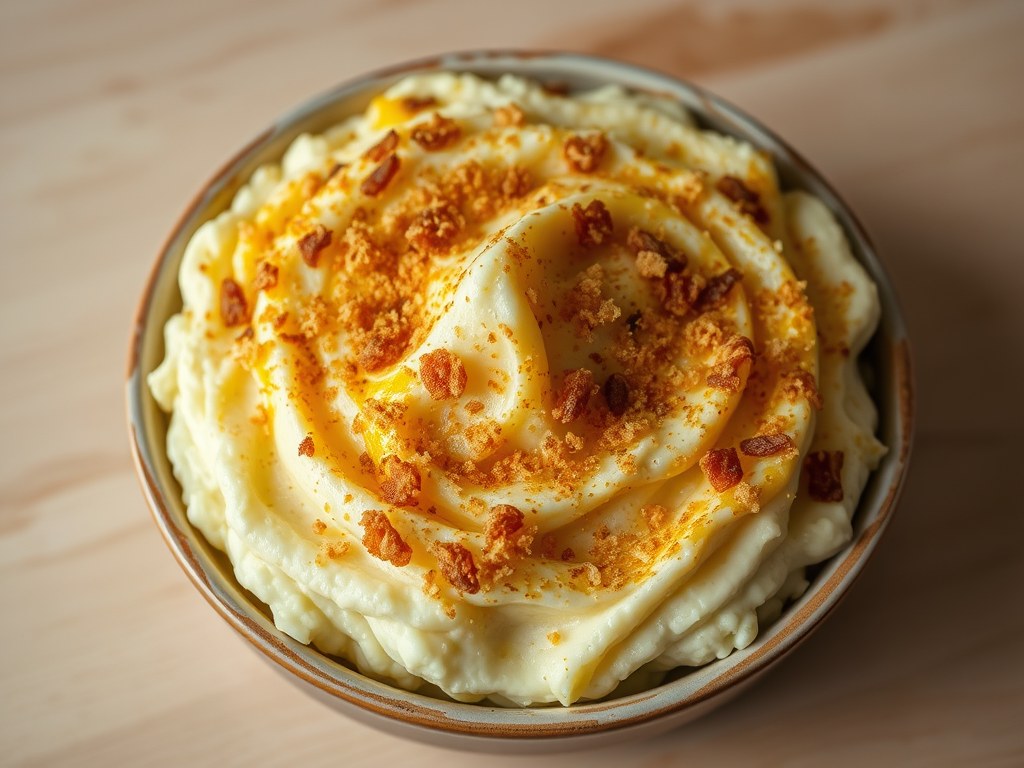 Luchtige aardappelpuree, AI-gegenereerde illustratie