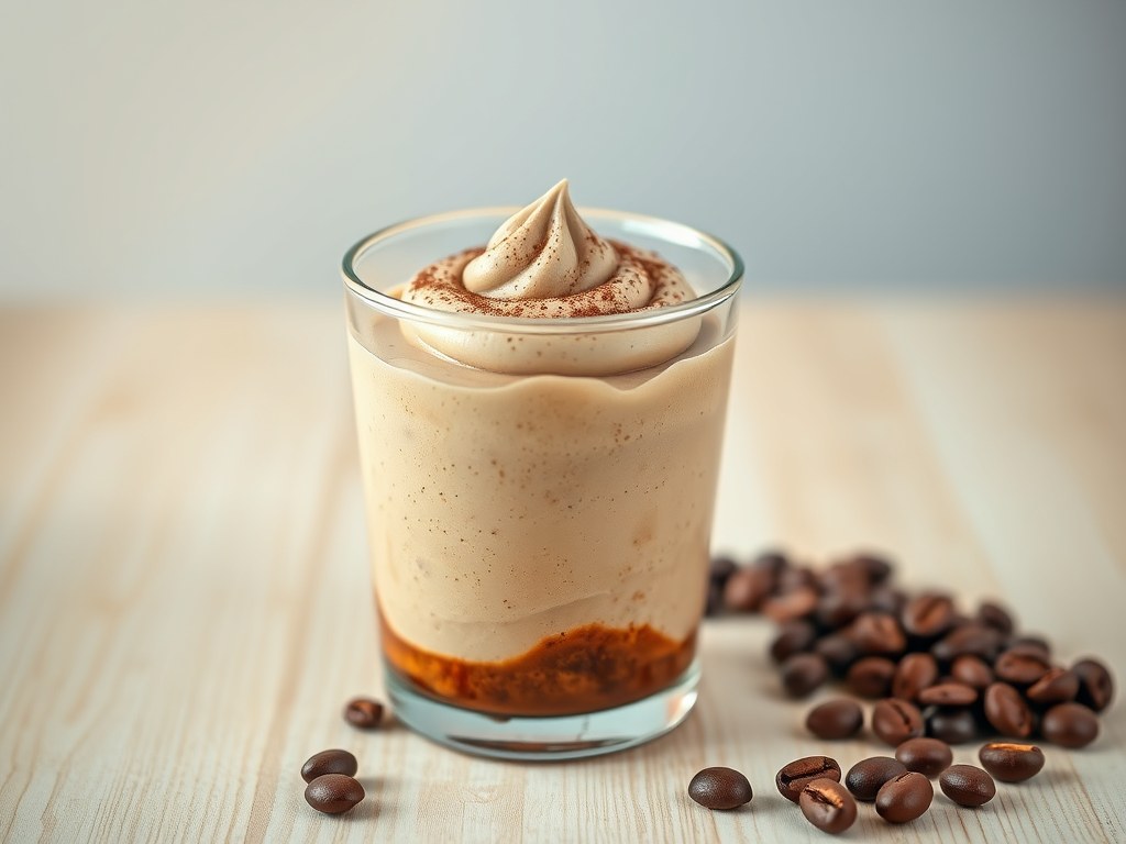 Luchtige mousse van espresso en Tia Maria, AI-gegenereerde illustratie