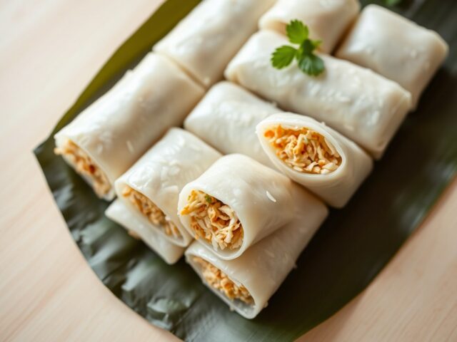 lumper(rijstrolletjes met kipvulling)
