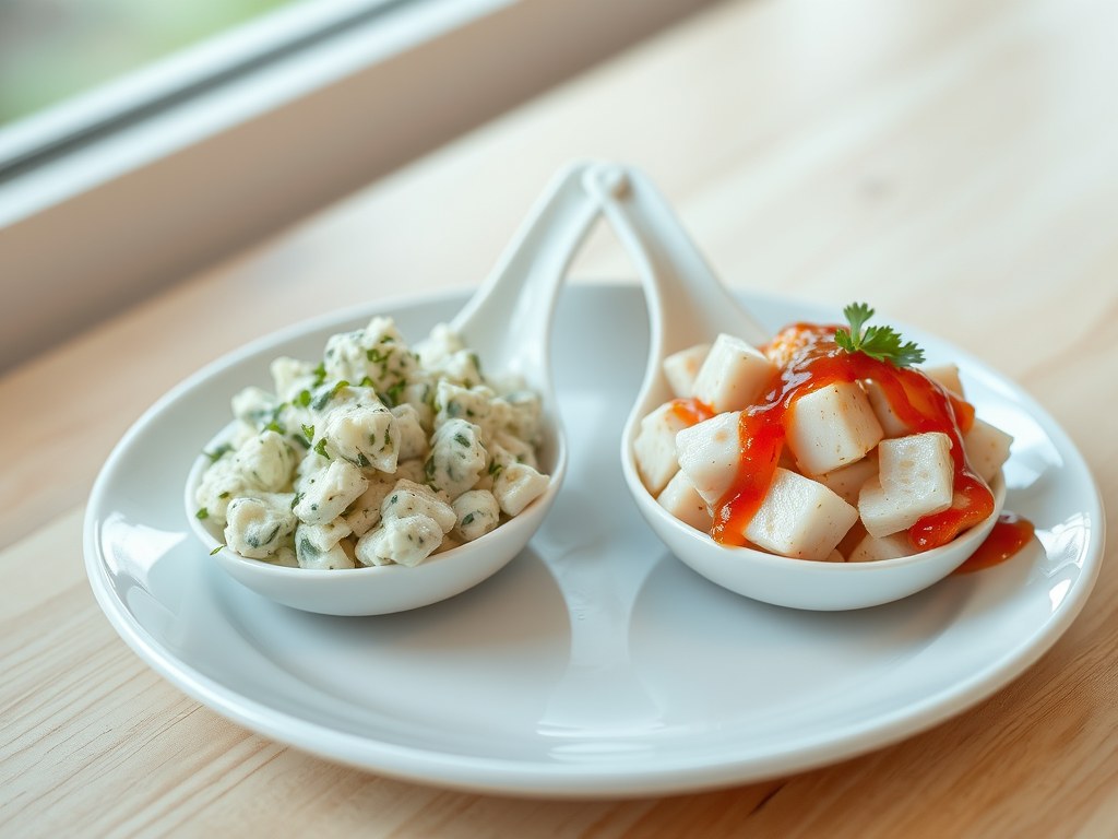 Lunch met Boursin en krab, AI-gegenereerde illustratie