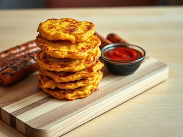 Maïskoekjes met gegrilde knakworstjes