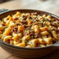 Macaroni ’tre formaggi’ met savooi en gehakt