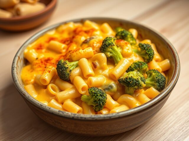 Macaroni and cheese met broccoli