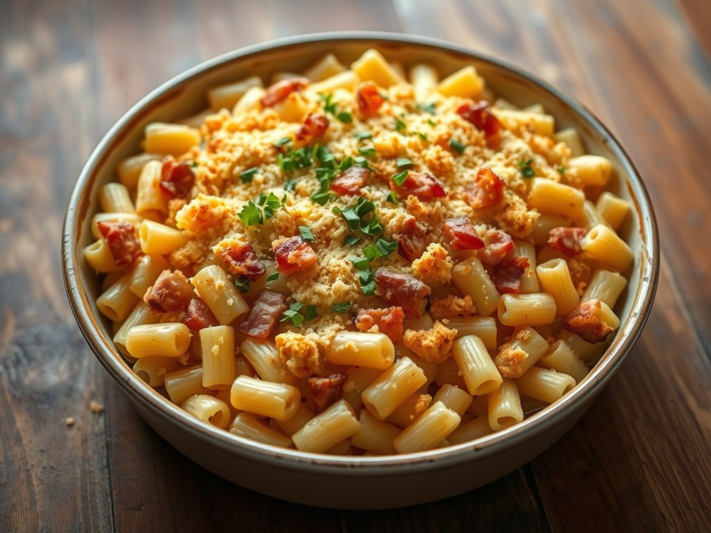Macaroni Ovenschotel, AI-gegenereerde illustratie