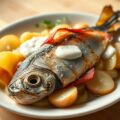 Makreel met witte ui, aardappel en ( zie opm )