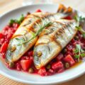 Makreelfilets met rabarber