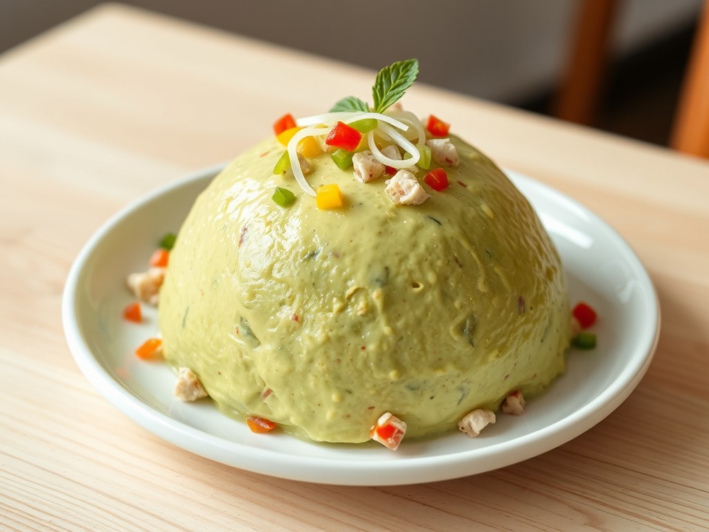 Makreelsalade met een groen jasje, AI-gegenereerde illustratie