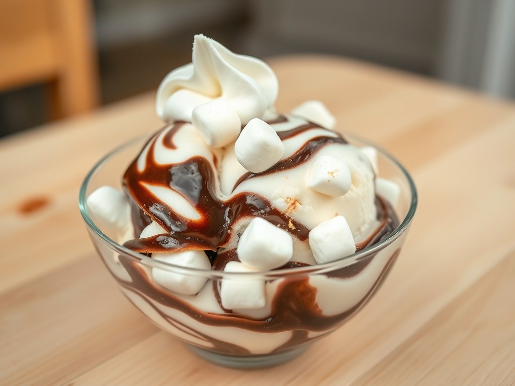 Marshmallow-ijs, AI-gegenereerde illustratie